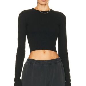 Eterne Black Fitted Long Sleeve Crop top